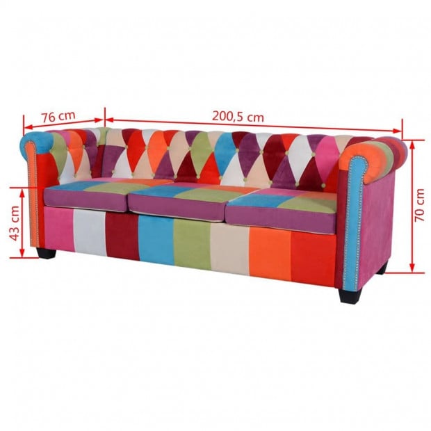 Chesterfield Sofa 3-seater Fabric Image 5