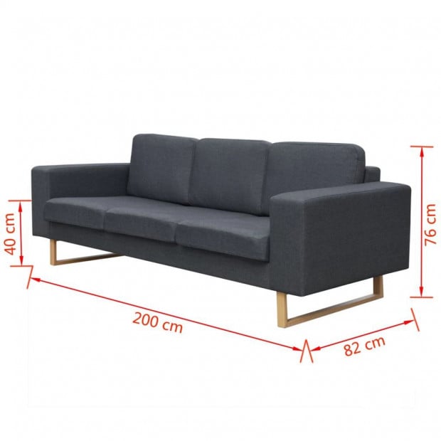 3-seater Sofa Fabric Dark Grey Image 4