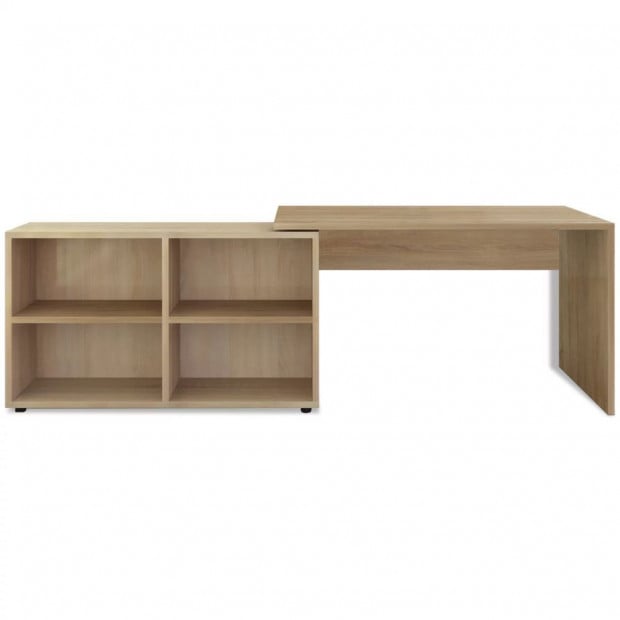 Corner Desk 4 Shelves Oak Image 3