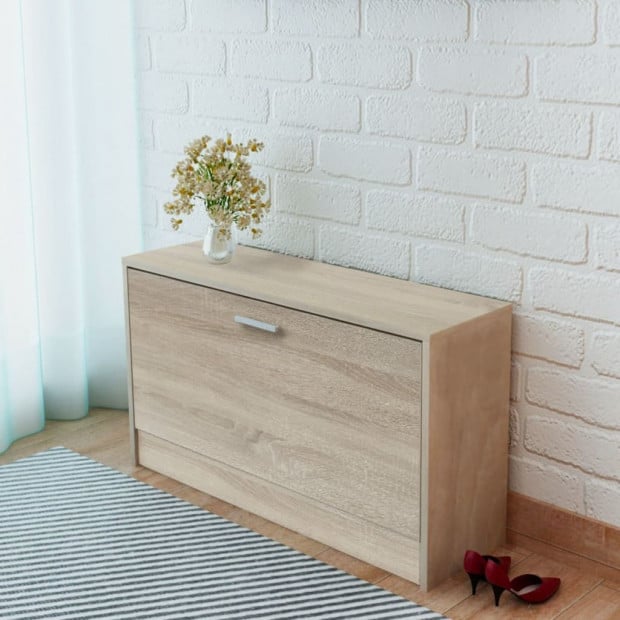 Shoe Storage Bench Oak 80x24x45 Cm Image 2