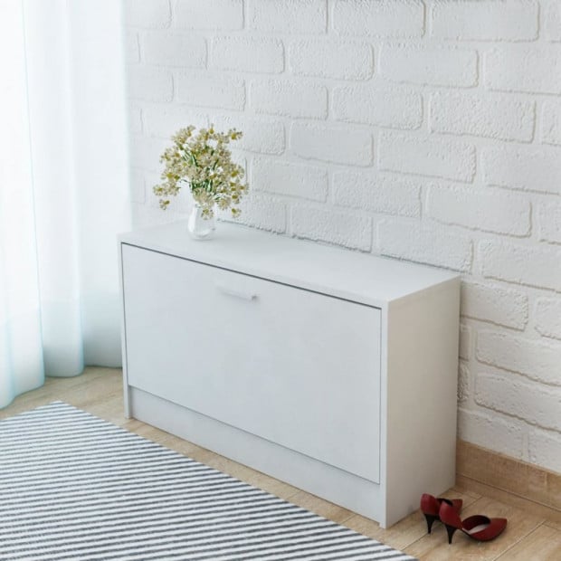 Shoe Storage Bench White 80x24x45 Cm Image 2