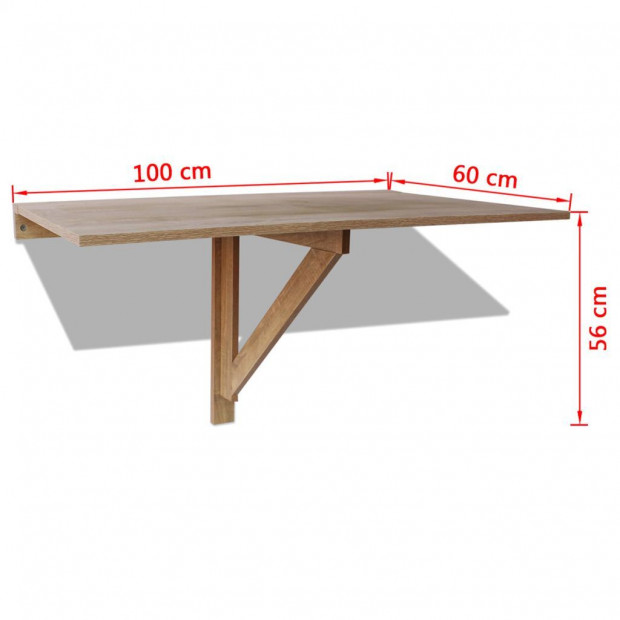 Folding Wall Table Oak 100x60 Cm Image 6