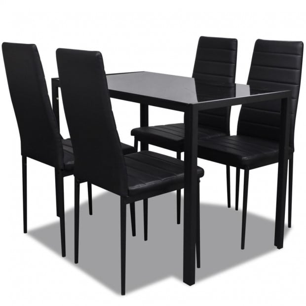 Five Piece Dining Table Set Black Image 2