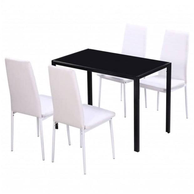 Five Piece Dining Table Set Black And White Image 2