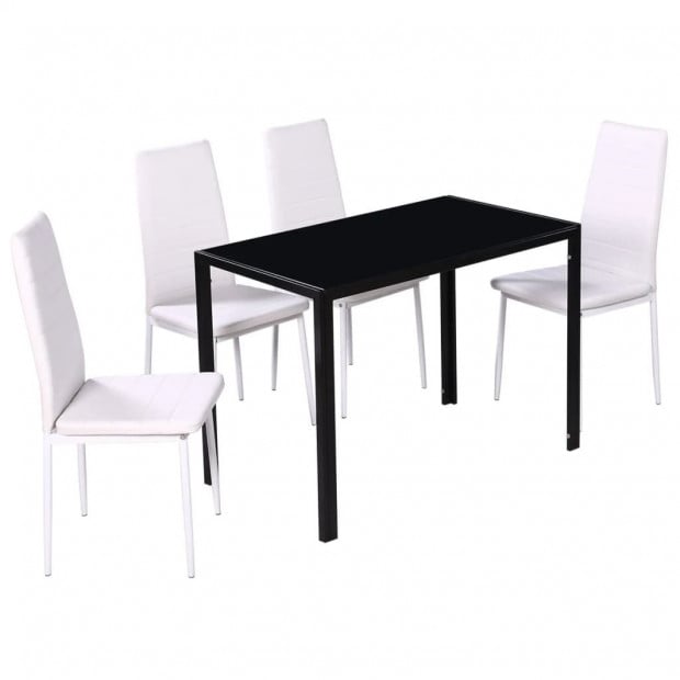 Five Piece Dining Table Set Black And White Image 3