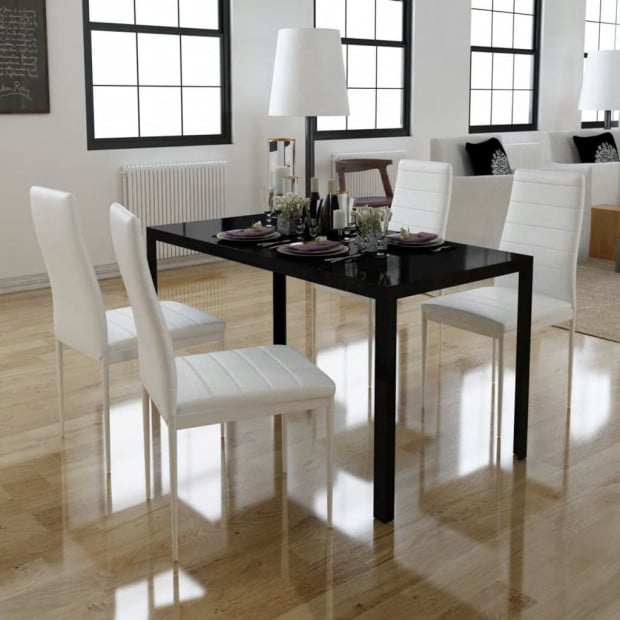 Five Piece Dining Table Set Black And White