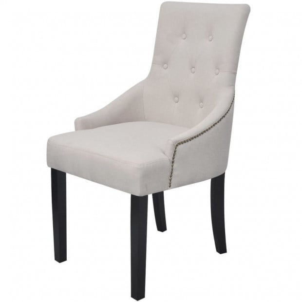 Dining Chairs 6 Pcs Cream Fabric Image 3