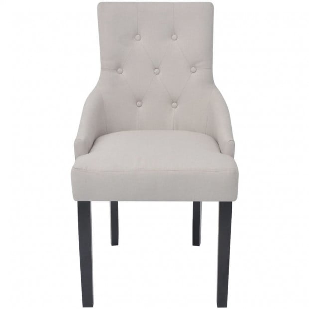 Dining Chairs 6 Pcs Cream Fabric Image 4