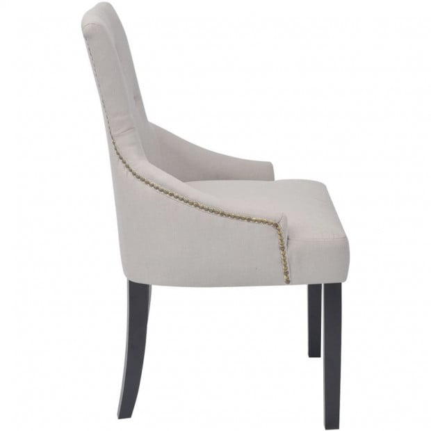 Dining Chairs 6 Pcs Cream Fabric Image 5