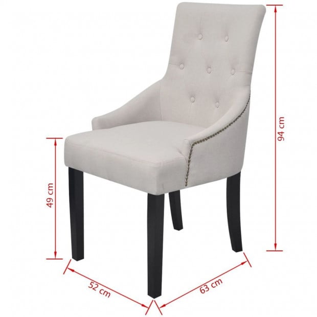 Dining Chairs 6 Pcs Cream Fabric Image 7