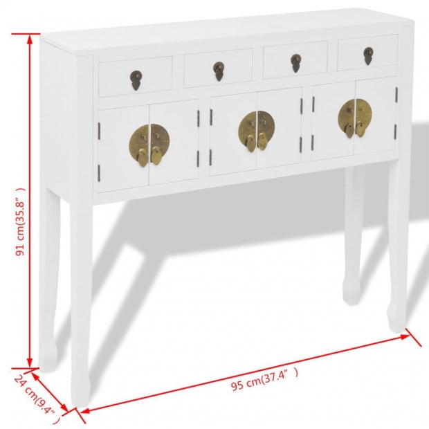 Sideboard Chinese Style Solid Wood White Image 8