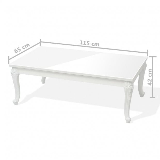 Coffee Table 115x65x42 Cm High Gloss White Image 5