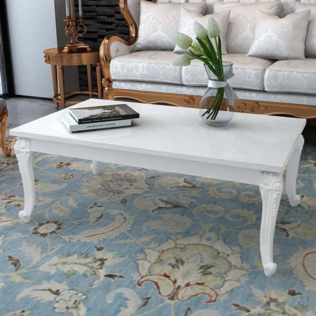 Coffee Table 115x65x42 Cm High Gloss White Image 2