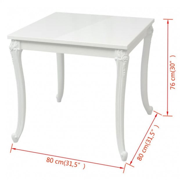 Dining Table 80x80x76 Cm High Gloss White Image 5