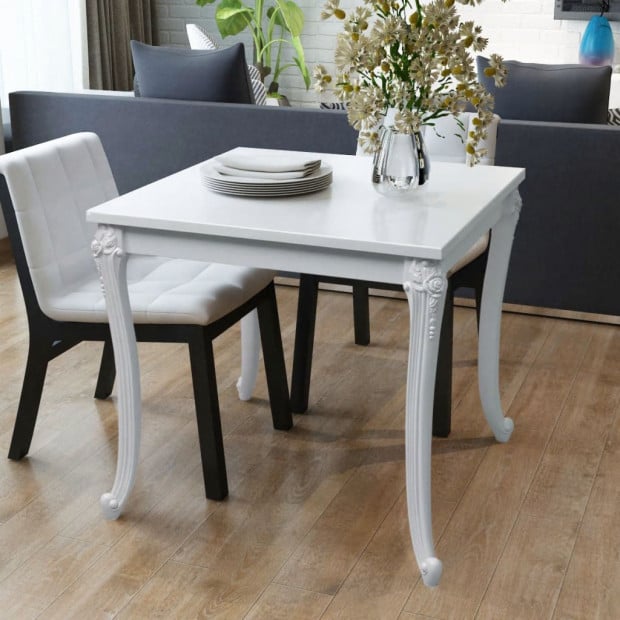 Dining Table 80x80x76 Cm High Gloss White Image 2