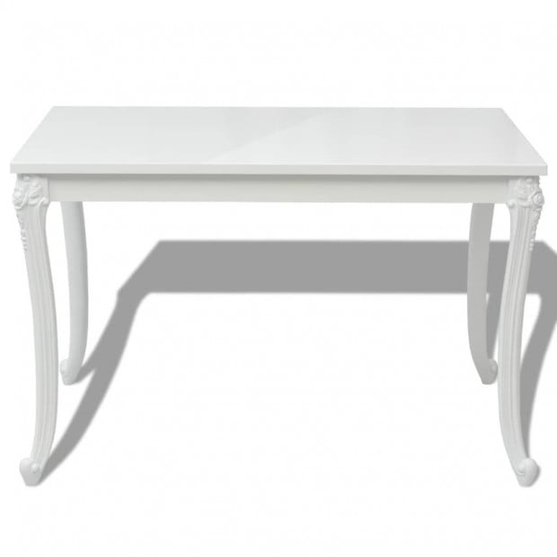 Dining Table 116x66x76 Cm High Gloss White Image 3
