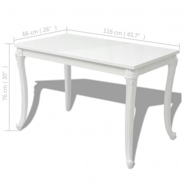 Dining Table 116x66x76 Cm High Gloss White Image 5