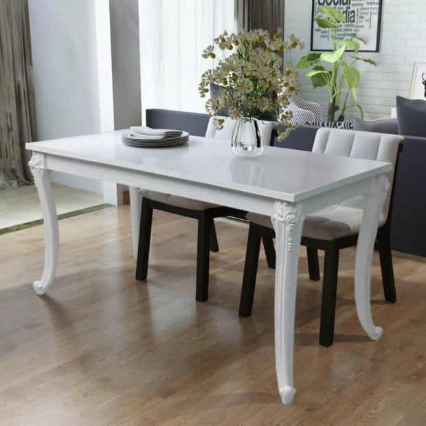Dining Table 116x66x76 Cm High Gloss White Image 2