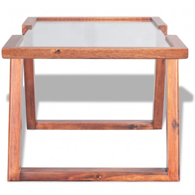 Coffee Table Solid Acacia Wood Brown 100x50x40 Cm Image 3