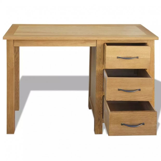 Desk With 3 Drawers 106x40x75 Cm Solid Oak Wood Image 3