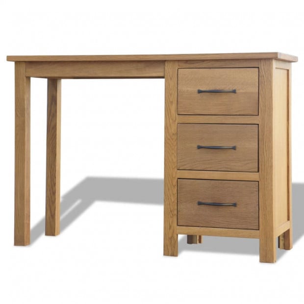 Desk With 3 Drawers 106x40x75 Cm Solid Oak Wood Image 4