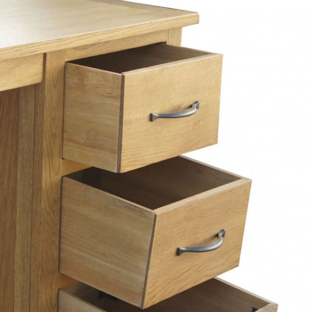 Desk With 3 Drawers 106x40x75 Cm Solid Oak Wood Image 5