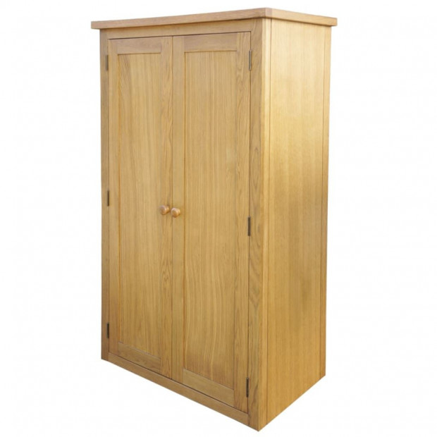 Wardrobe With 1 Drawer 90x52x183 Cm Solid Oak Wood Image 4