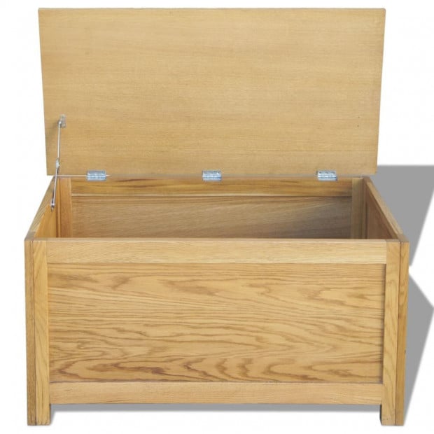 Storage Box 90x45x45 Cm Solid Oak Wood Image 2
