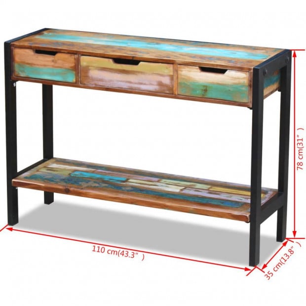 Sideboard 3 Drawers Solid Reclaimed Wood Image 8