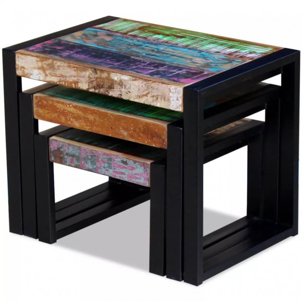 Three Piece Nesting Tables Solid Reclaimed Wood Image 7