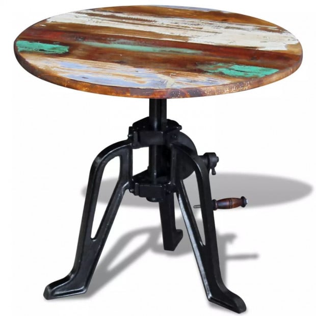Side Table Solid Reclaimed Wood Cast Iron 60x(42-63) Cm