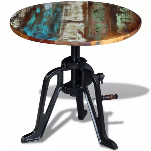 Side Table Solid Reclaimed Wood Cast Iron 60x(42-63) Cm Image 2