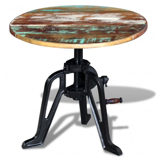 Side Table Solid Reclaimed Wood Cast Iron 60x(42-63) Cm Image 4