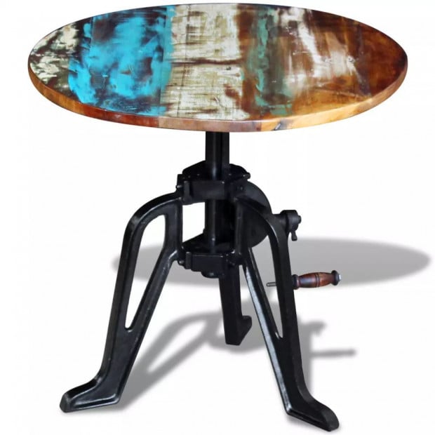 Side Table Solid Reclaimed Wood Cast Iron 60x(42-63) Cm Image 5