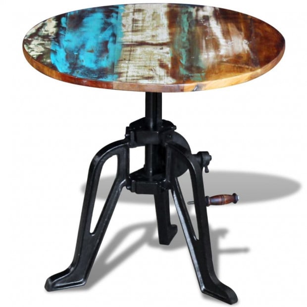 Side Table Solid Reclaimed Wood Cast Iron 60x(42-63) Cm Image 7