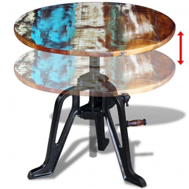 Side Table Solid Reclaimed Wood Cast Iron 60x(42-63) Cm Image 8