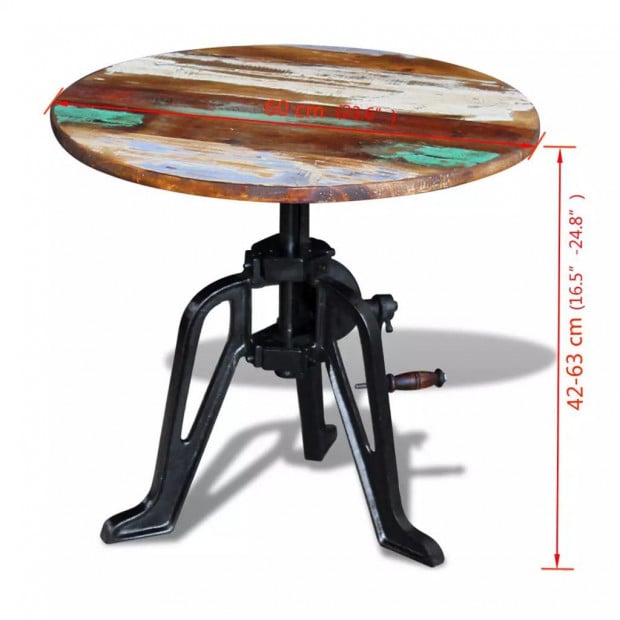 Side Table Solid Reclaimed Wood Cast Iron 60x(42-63) Cm Image 10