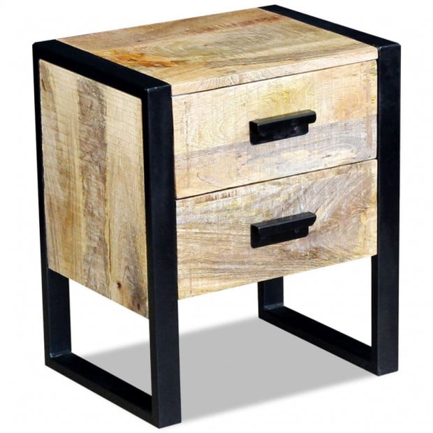 Side Table With 2 Drawers Solid Mango Wood 43x33x51 Cm Image 2