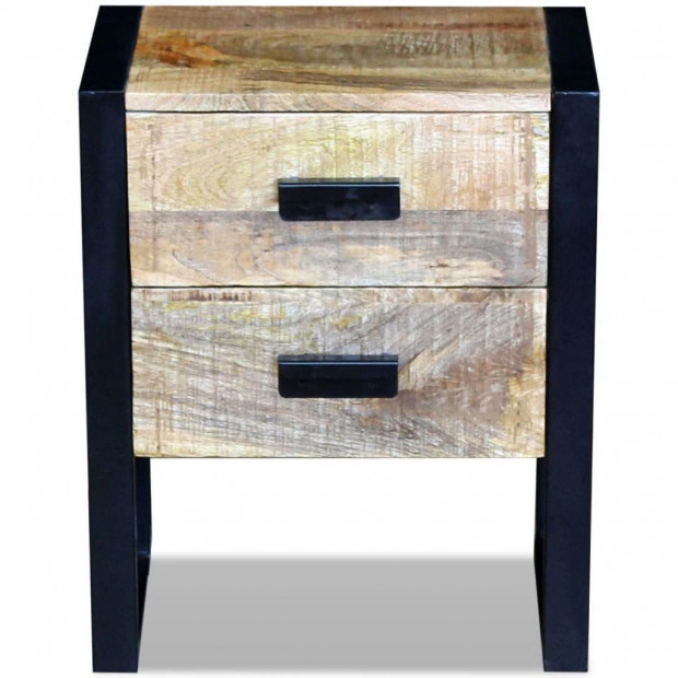 Side Table With 2 Drawers Solid Mango Wood 43x33x51 Cm Image 6