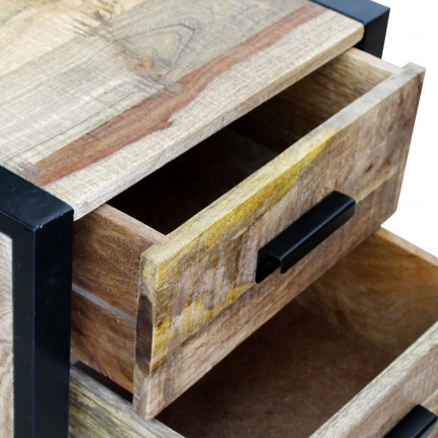 Side Table With 2 Drawers Solid Mango Wood 43x33x51 Cm Image 7