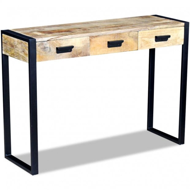 Console Table With 3 Drawers Solid Mango Wood 110x35x78 Cm Image 2