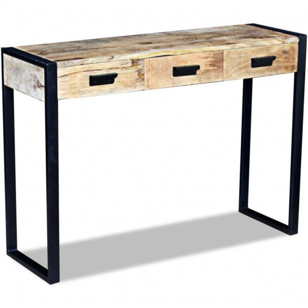 Console Table With 3 Drawers Solid Mango Wood 110x35x78 Cm Image 3