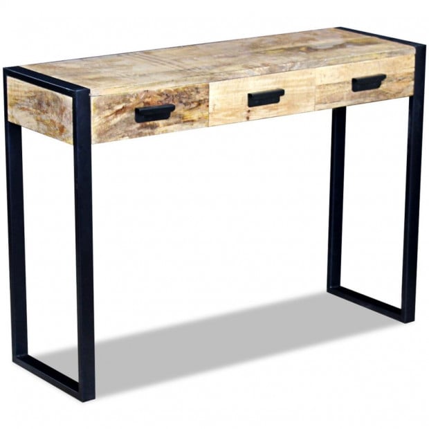 Console Table With 3 Drawers Solid Mango Wood 110x35x78 Cm Image 5