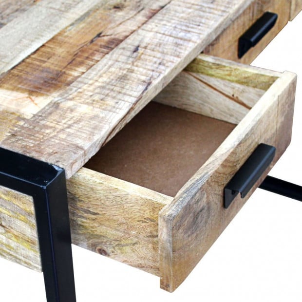 Console Table With 3 Drawers Solid Mango Wood 110x35x78 Cm Image 7