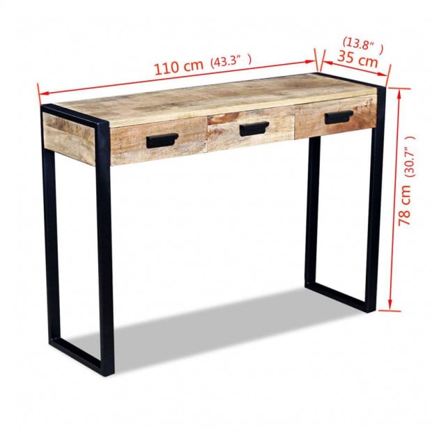 Console Table With 3 Drawers Solid Mango Wood 110x35x78 Cm Image 8