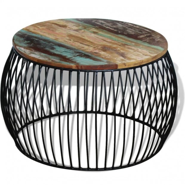 Coffee Table Round Solid Reclaimed Wood 68x43 Cm