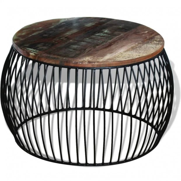 Coffee Table Round Solid Reclaimed Wood 68x43 Cm Image 2