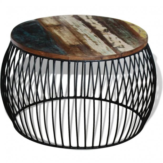 Coffee Table Round Solid Reclaimed Wood 68x43 Cm Image 3