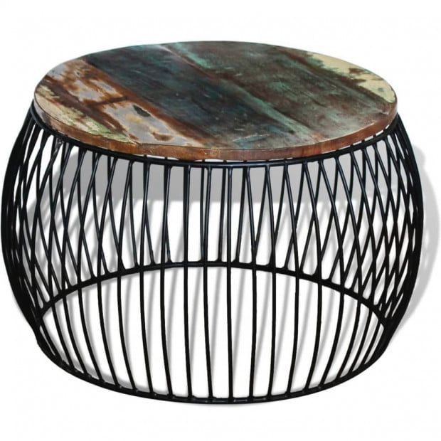 Coffee Table Round Solid Reclaimed Wood 68x43 Cm Image 4