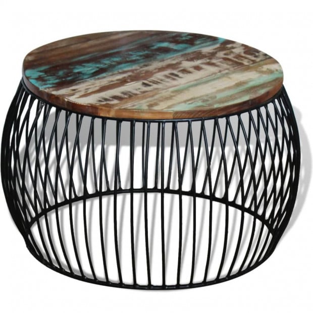 Coffee Table Round Solid Reclaimed Wood 68x43 Cm Image 5